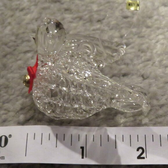 Vintage Clear Spun Glass Crystal Bird Hanging Christmas Holiday Ornament - Picture 6 of 11